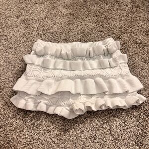 Edikted White Ruffle Knit Skort Shorts